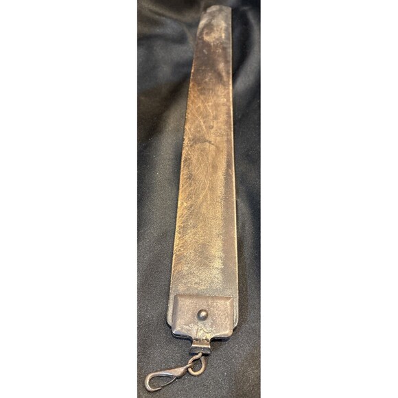 Antique Barber Shop 24” Thick Strop Blade Sharpening Leather & Metal Hardware - Picture 1 of 13